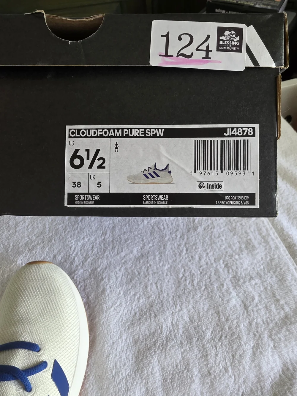 NWT Adidas Cloudfoam Pure SPW Sneakers - White/Royal Blue/Gum -